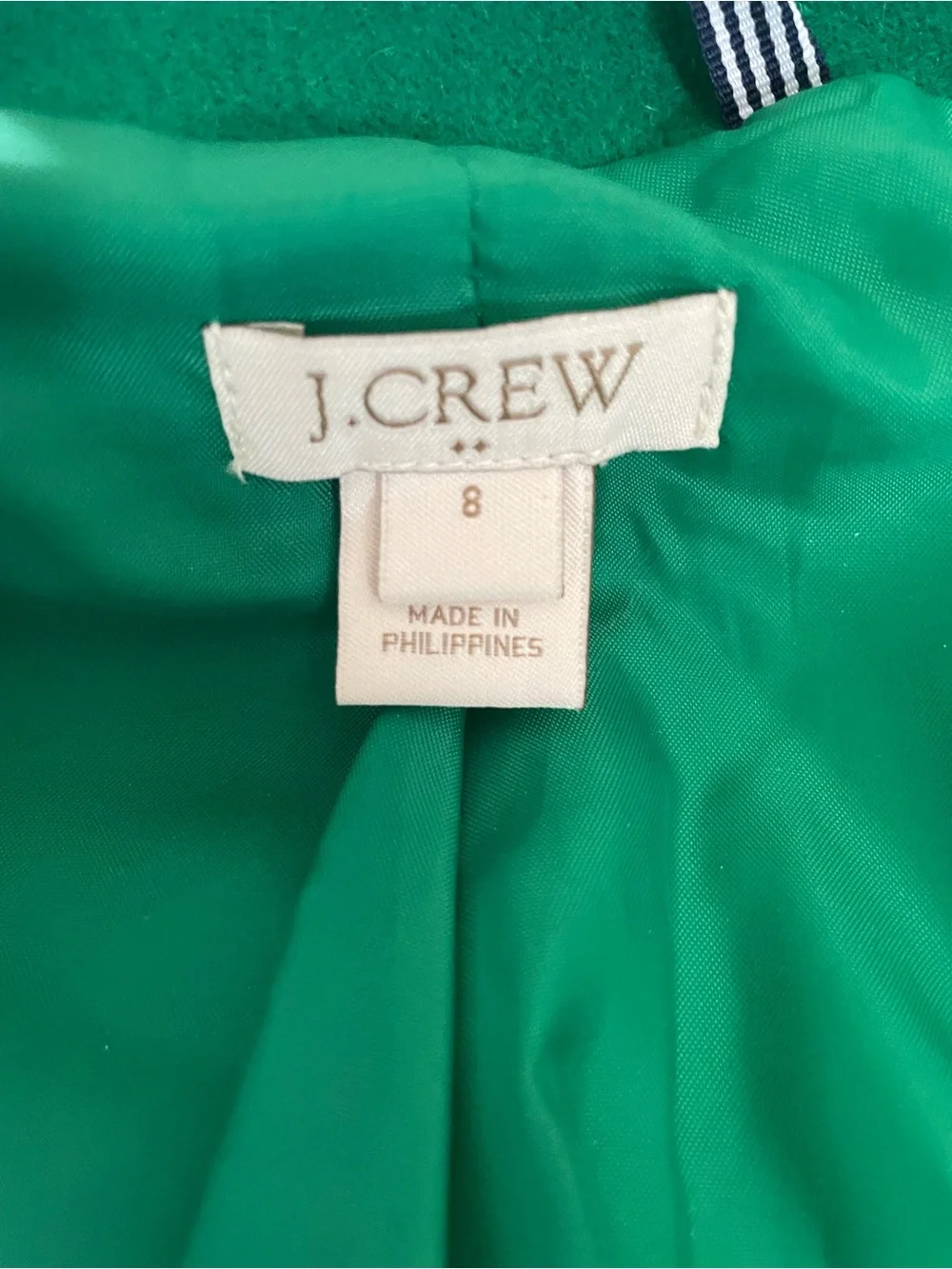 J. Crew Wool Blend Funnel Neck Kelly Green City Coat Size 8 Old Money Preppy - Picture 6 of 10